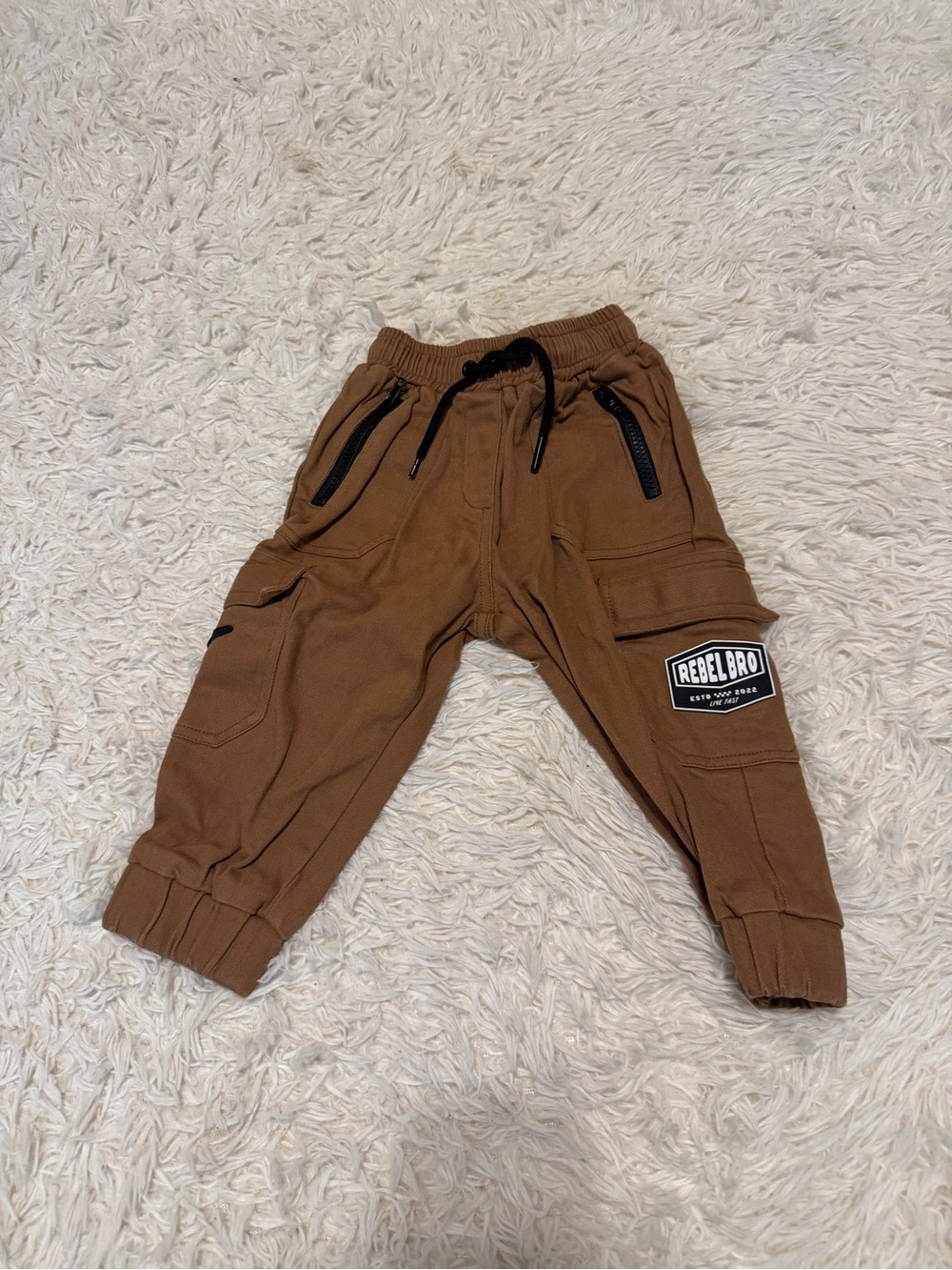 Kids Brown Cargo Jogger Pants